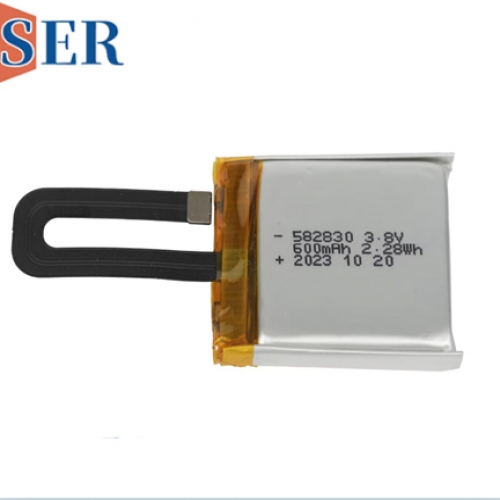 Customizable 3.8V High-Voltage Lithium Polymer Battery LP582830 380mAh LiPo with FPC Cable Connector